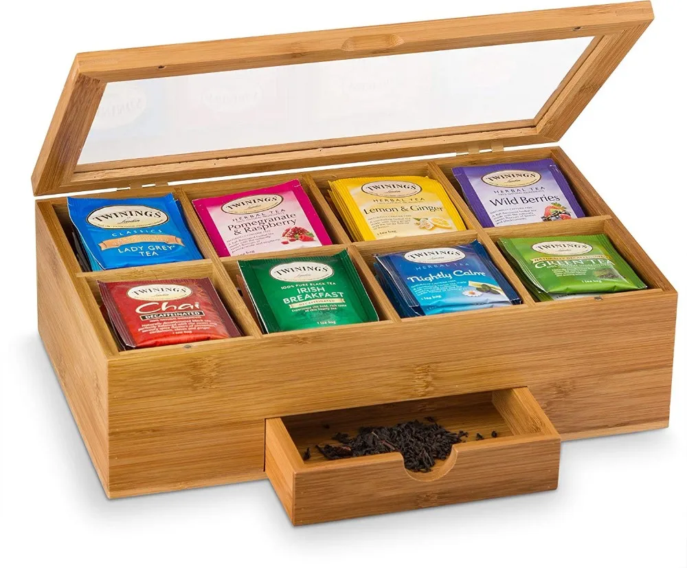 wood tea box organizer