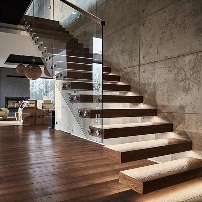 Modular Solid Wood Stairs Shenzhen Stairs New Design Floating Staircase