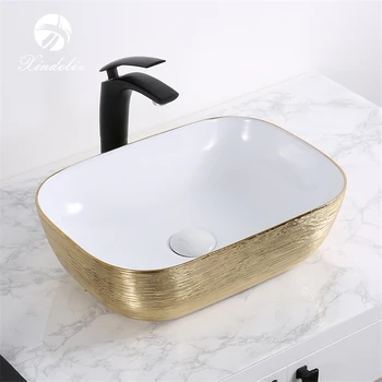 Brand New Bathroom White Electroplate Wash Gold Sink Art Basin Brand New Bathroom White Electroplate