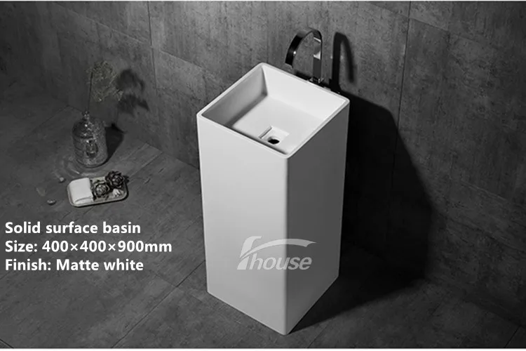 High Quality Bathroom Washing Basin Square Freestanding Basin Solid Surface Basin