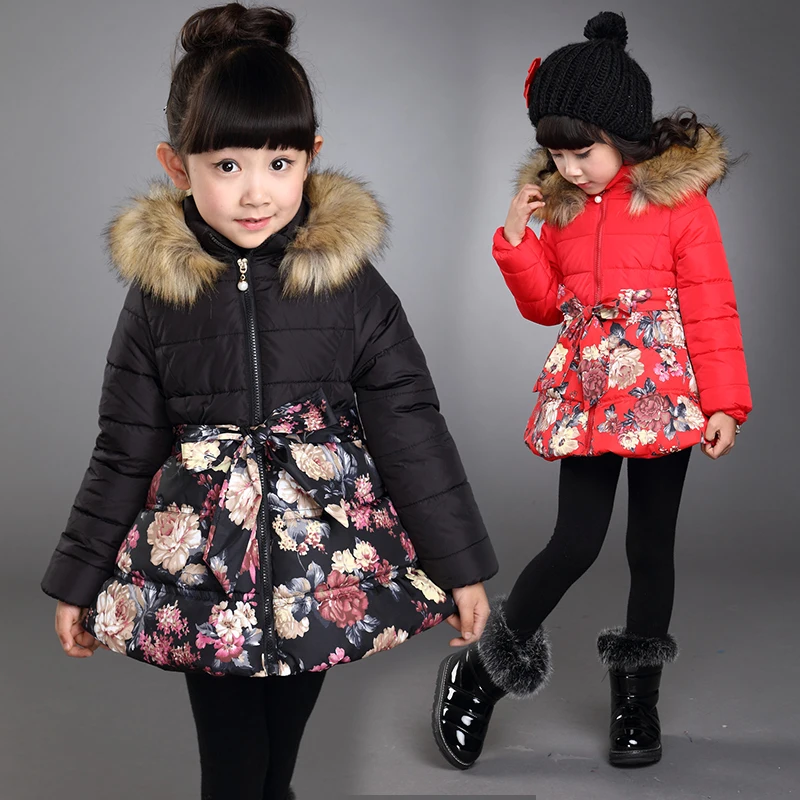 Children s clothing wadded jacket female winter child 2015 child cotton padded jacket plus velvet thickening