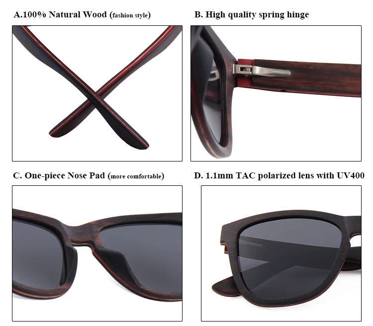 China Shades Eyewear Ce Polarized Wooden Sunglasses 2018 Colorful Eye