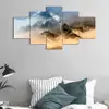 Wolf Painted In Canvas 5 Pieces Modern Landscape, Poster And Print Wolf Picture Wall Art Deco Wood Frame