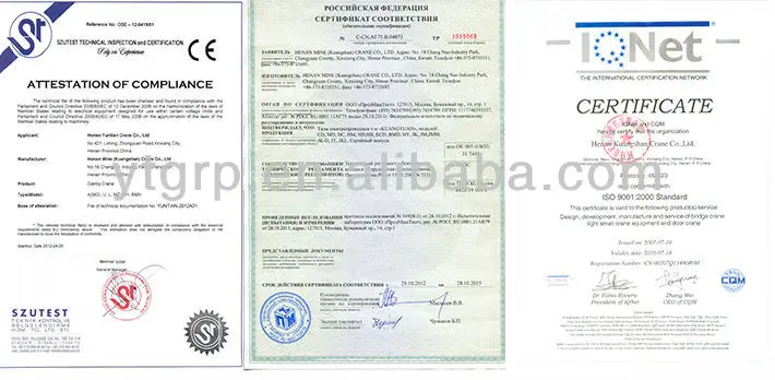 certification-MG gantrry crane