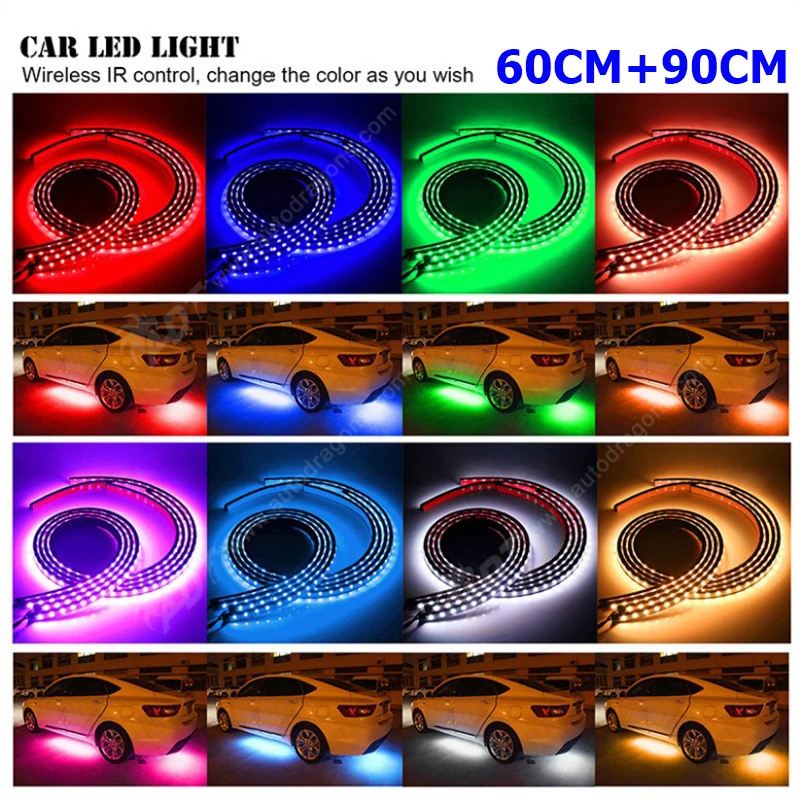 4pcs Rgb Led Under Car Glow Underbody System Neon Lights Kit With App
