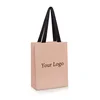 custom logo luxury fine brand pink cardboard paper shopping gift package bag with ribbon handle