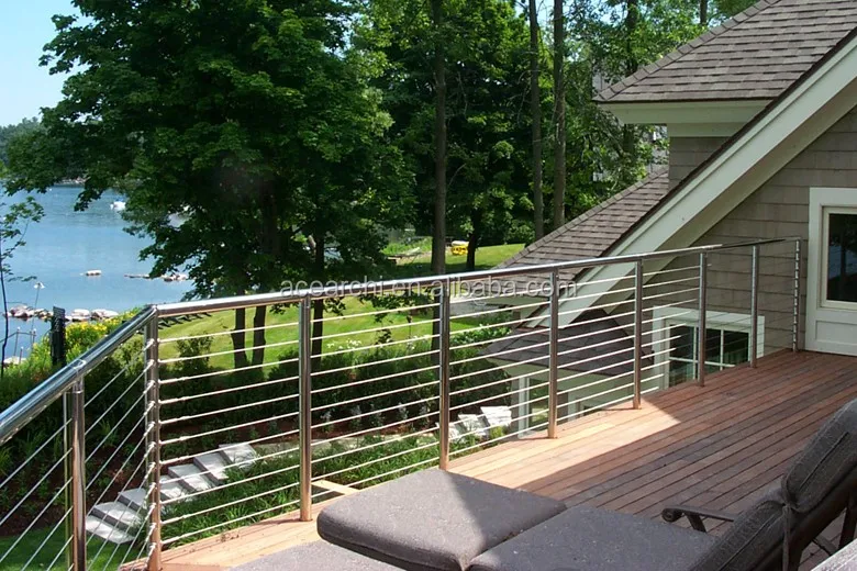 Fascia Stainless Steel Balcony Cable Railing / Wire Balustrade For