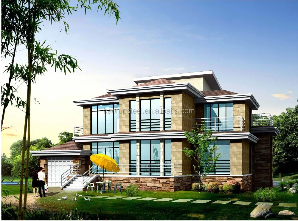 Qingdao Baorun High quality cheap prefabricated house& beautiful steel structure beach villa