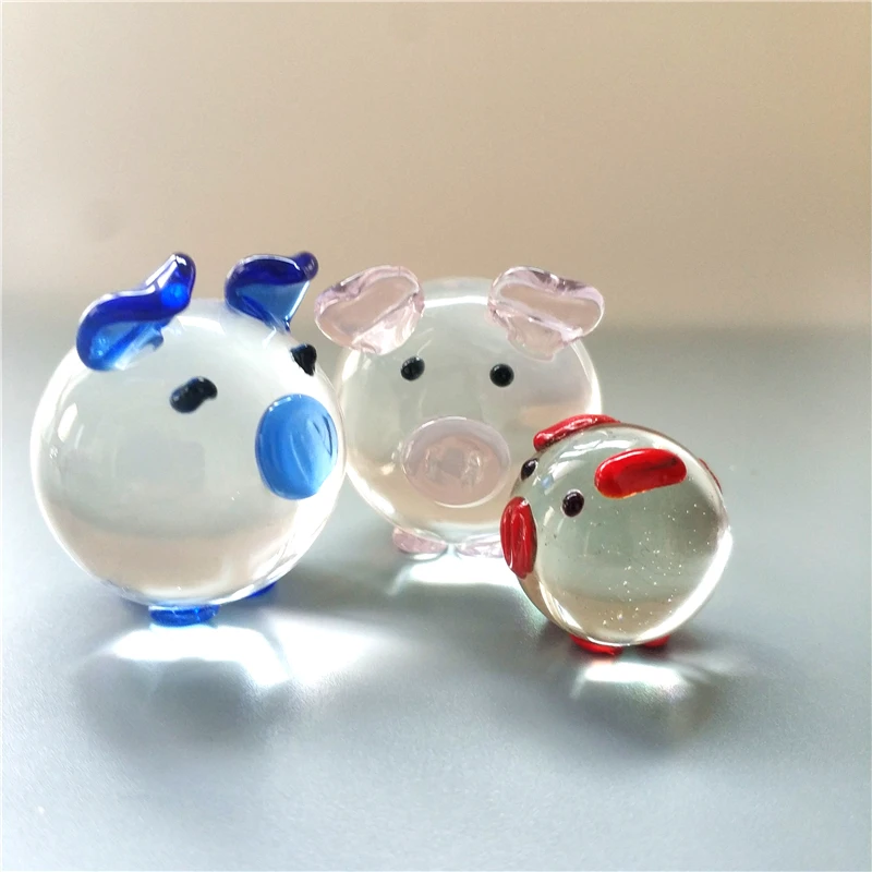 Cute Glass Pig Crystal Pig Couple Murano Glass Animal Home Decoration