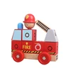 Hot Sale New Products Baby Educational mobile Wooden Toys Vehicle for K Crafts Fire Engine