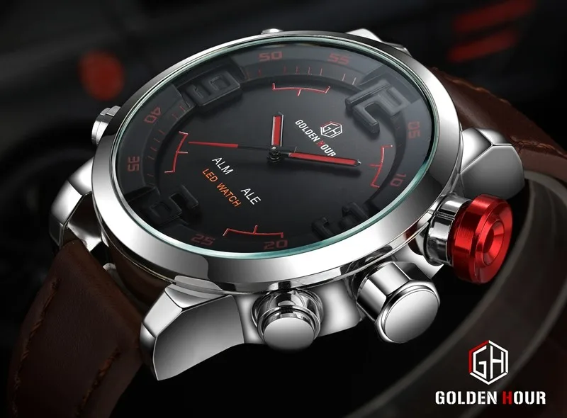Golden Hour Top Luxury Watches Men Led Digital Quartz Clock Fashion