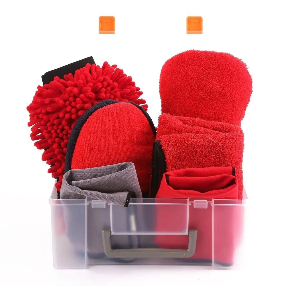 Car Wash Kit Cleaning Set With Microfiber Towel Sponge Mitt Wx