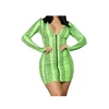 Custom Snake In The Night Neon Green Lime Bodycon Mini Dress