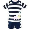 2016 Striped Retailed Short Sleeve New Girl UV UPF SPF 50+ Sun Block Protection Suit 2-6Y Swimming Swimwear Costume Tops+Shorts