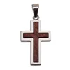 Stainless Steel 1 3/8in Raised Wood Cross 24in Necklace