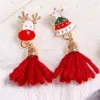 custom design red tassel novelty christmas earrings