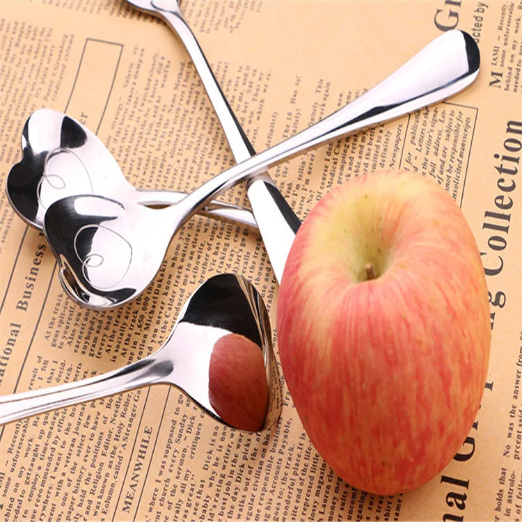 Heart Shape Smooth Line Metal Spoon for Drinking Tea Coffee Soup