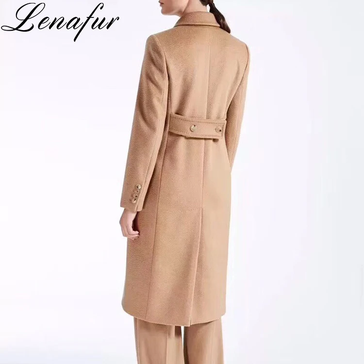 Wholesale Fashion Women's Long Style Winter Female Wool Trench Cashmere