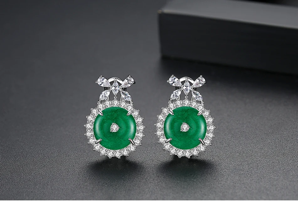 Luoteemi Green Jade Earrings Women Vintage Classic China Jade Jewelry ...