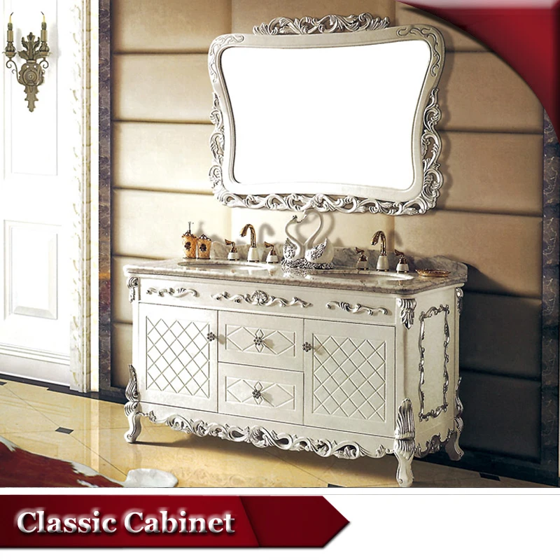 Hsg632 White Antique Oak Floor Standing Double Sink Bathroom Vanity