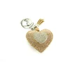 crystal rhinestone pu keychain leather key rings holder heart shaped photo keychain