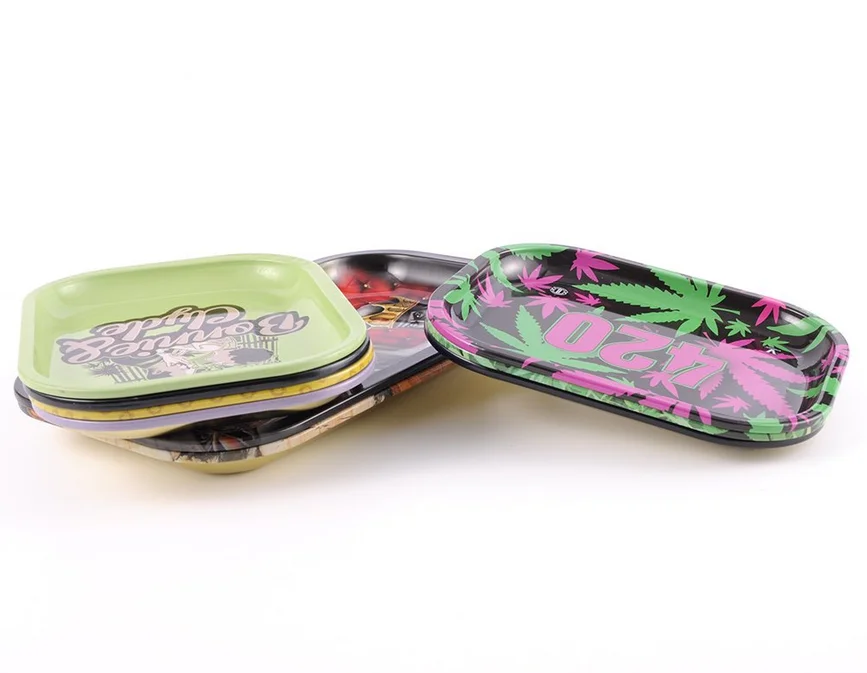China Gift Wholesale Custom Rolling Tray Tobacco Custom Metal Rolling