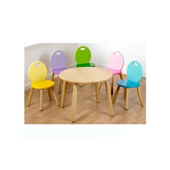 Weifu Non Toxic Children Study Rubber Wood Table And Chair