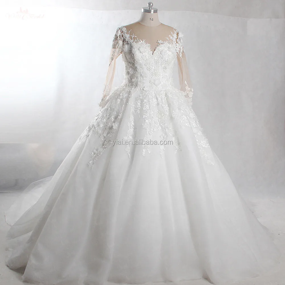 long sleeve floral lace wedding dress