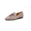 Spring newest model ladies pointed-toe single flat shoes suede upper metal rivet shaped shoes