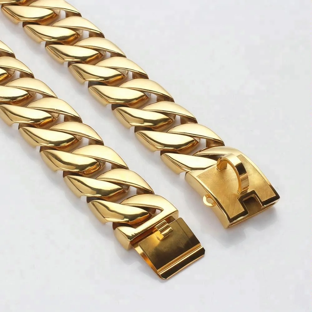 Oumi Custom Stainless Steel Welded 18k Gold Plated Dog Chains Metal Dog ...