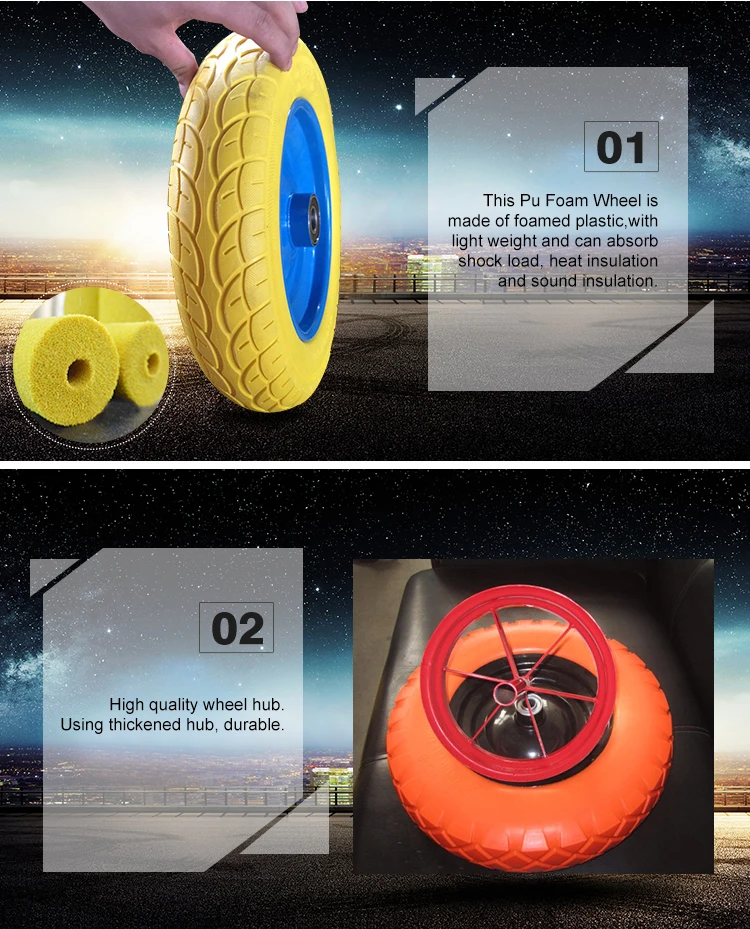 14 Inch Solid Flat Free Pu Foam Filled Rubber Wheelbarrow Wheel 3.508 Hot Sale Products Buy