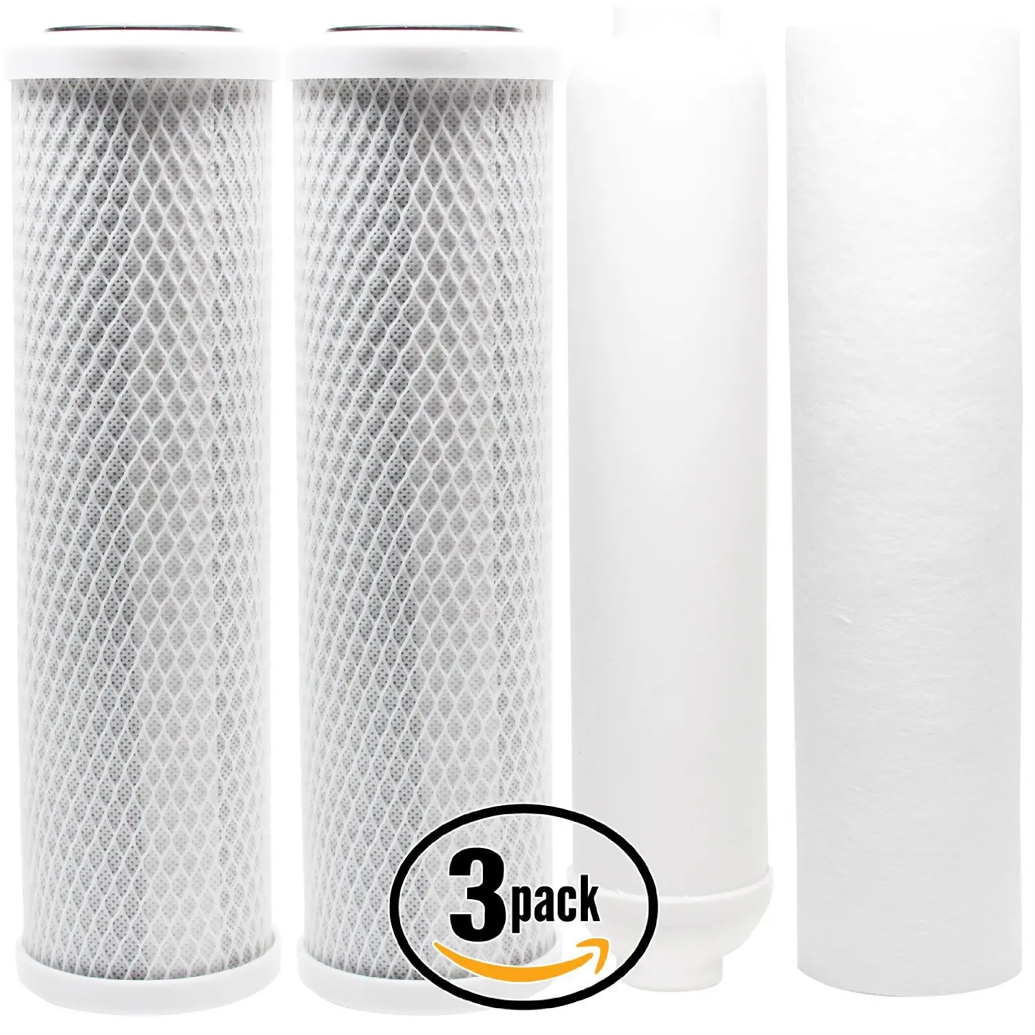 3-Pack Denali Pure Universal 10 inch Carbon Block, Sediment, Inline Filter - Compatible with APEC ROES-50, APEC RO-90, Watts WP5-50, APEC ROES-PH75, Watts WP-5, APEC RO-PERM, Watts RO-TFM-5SV