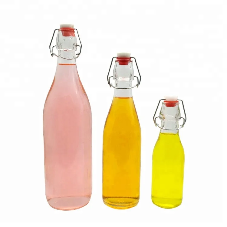 Download 250ml 500ml 1000ml Clear Round Glass Juice Bottle With Clip Top Lid - Buy 250ml 500ml 1000ml ...