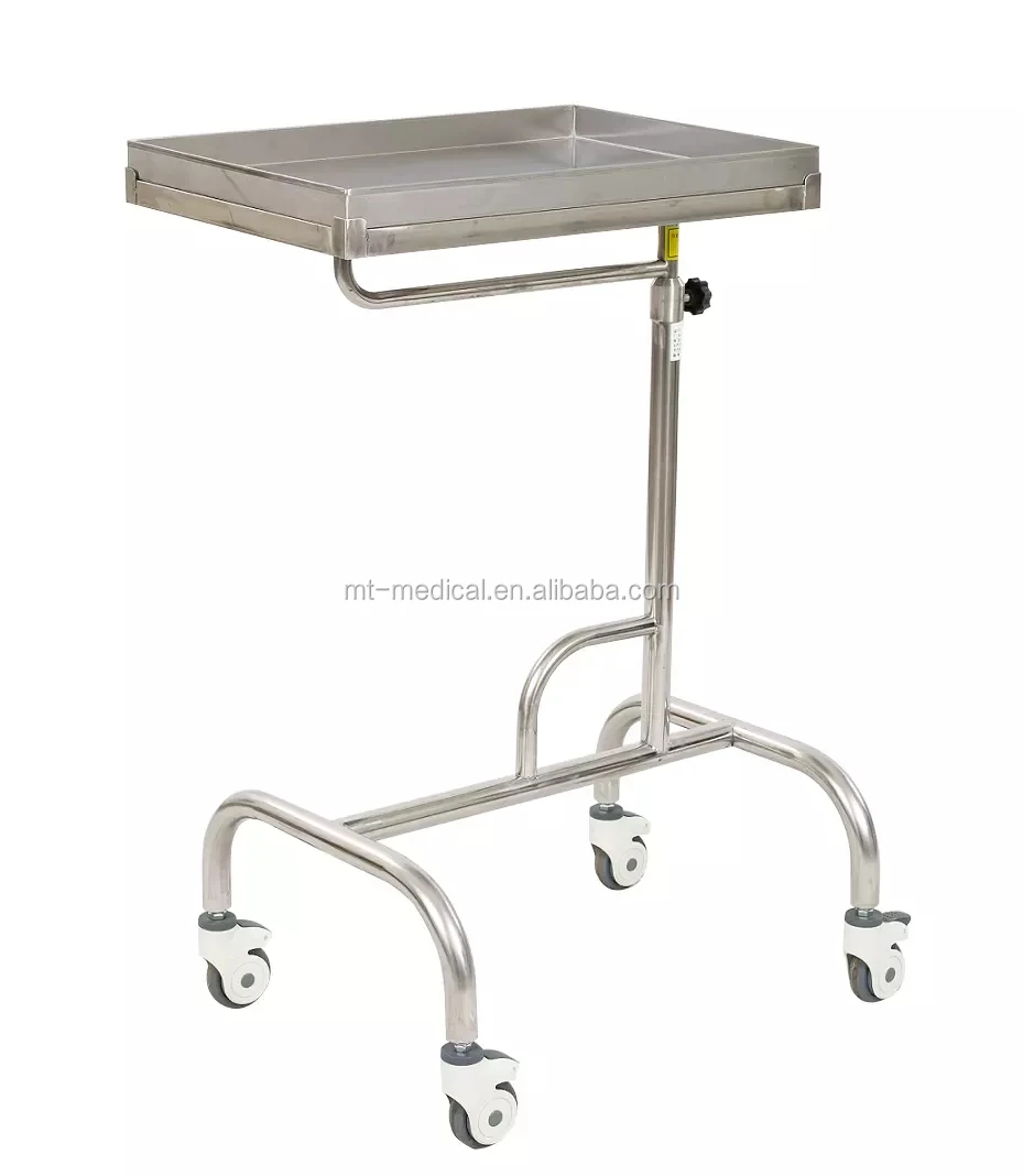 Hospital Stainless Steel Medical Mayo Trolley With Wheels