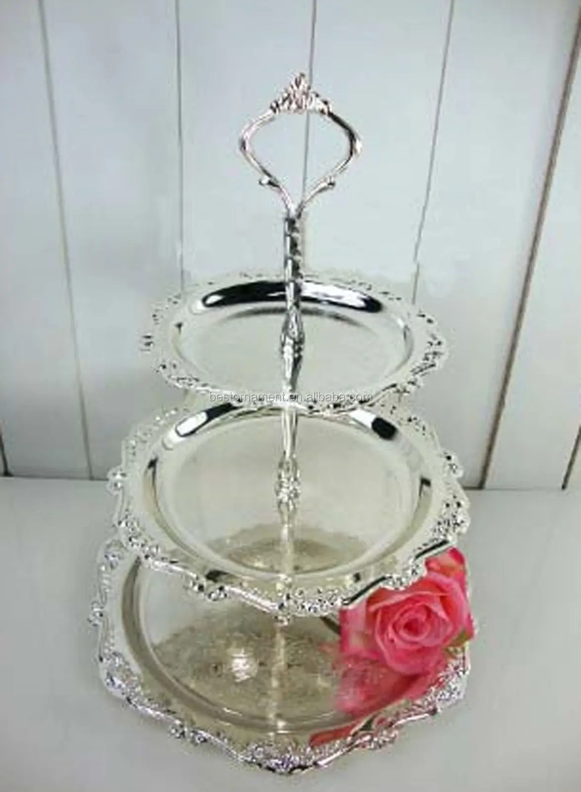 Silver Plated 3 Tier Cake Stand Plate Silver Plated 3 Tier Cake Stand