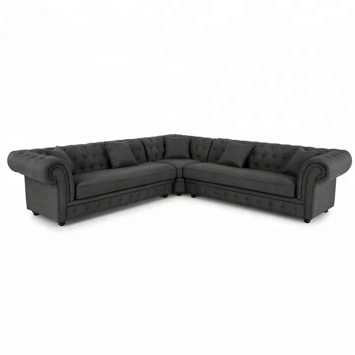 Cheap Grey Fabric Velvet Chaise Longue Couch Italian Corner Modern