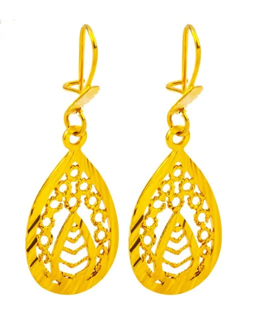 24 Carat Gold Drop Earrings,Filigree Teardrop Earrings 2018 Fashion ...