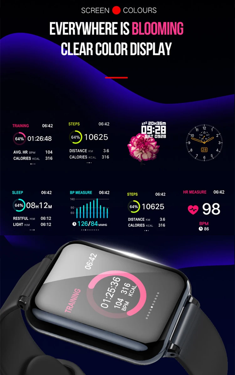 Free shipping to usa 2020 hot selling B57 bracelet touch screen 1.3 inch colorful IP67 blood pressure sport smart watch band