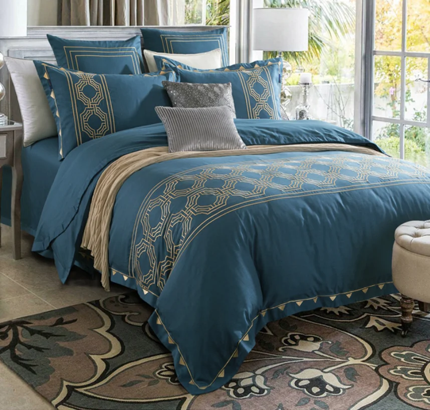 Super King Size With Cotton Comforter Set Duvet Cover,Pintuck Block ...