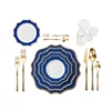 Deep blue hot sale gold ceramic porcelain dinnerware