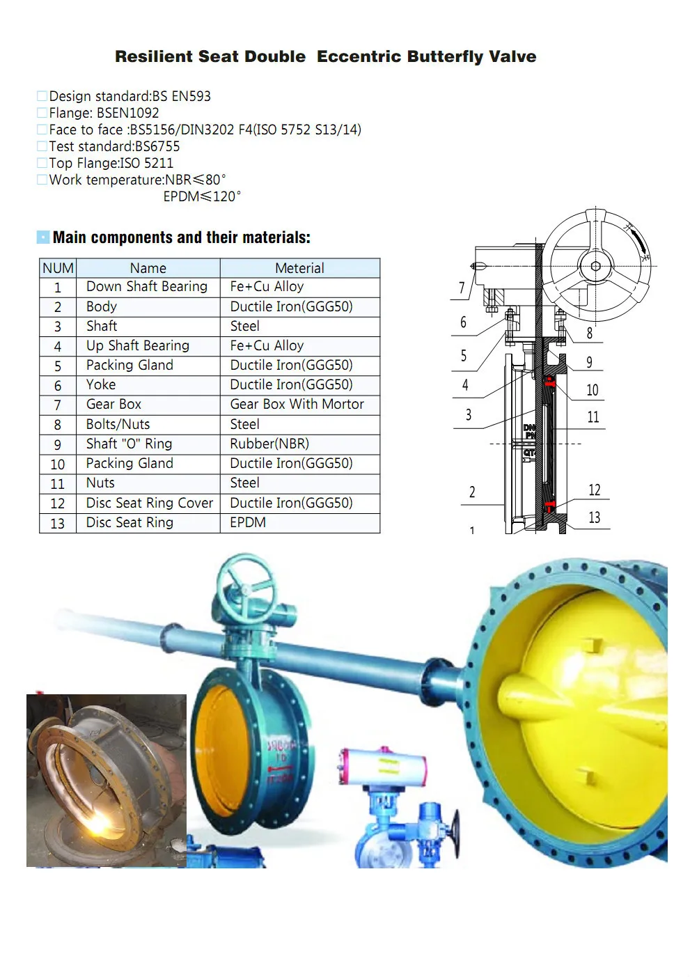 Double flanged butterfly valve with long extension spindle, View