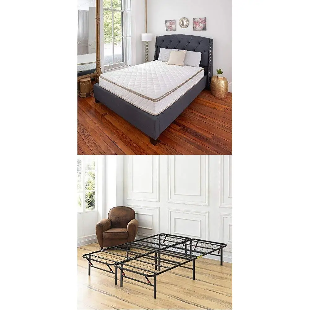 Classic Brands Individually Wrapped Coils Innerspring Pillow Top 10-Inch Mattress with Hercules Heavy-Duty 14-Inch Platform Metal Bed Frame, Twin