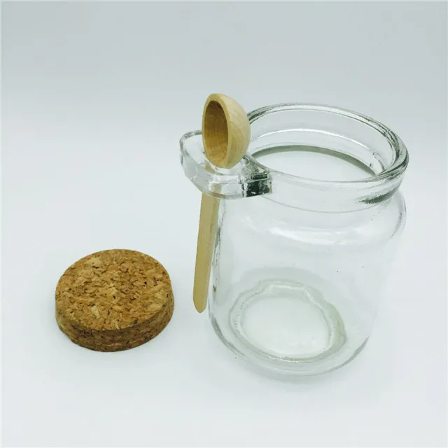 Bath Salt Jar With Spoon 8oz Glass Body Scrub Jar Bottle With Wooden