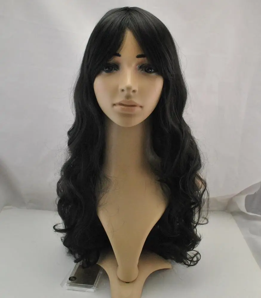 Cheap Black Synthetic Wigs Long Wavy 