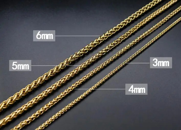 C86 T&T 5mm 18k Gold GP Stainless Steel Square Chain Necklace 