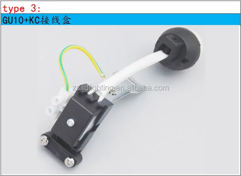 Gu10 lamp socket with mouse tail junction box
