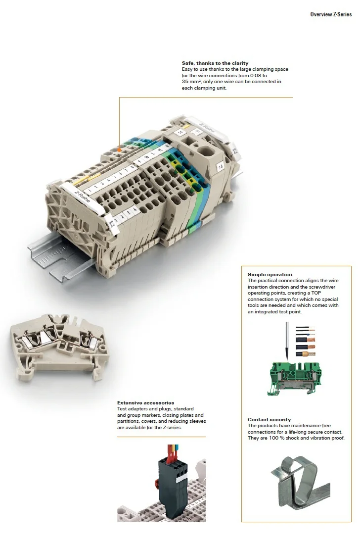 2,5mm² beige Weidmüller zdu 2.5//4an pasada-series borna 800v 24a