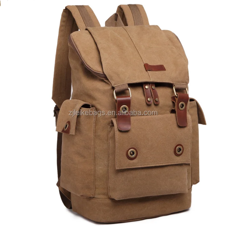 Canvas Vintage Backpack Leather Casual Bookbag Men Rucksack Canvas Vintage Backpack Leather Casual