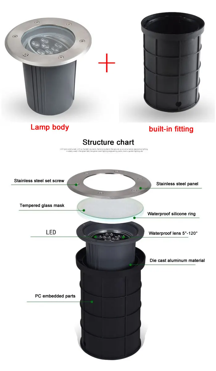 alibaba express IP67 floor mounted light  adjustable led underground light round underground mining light