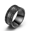 Hammered and carved durable scratch assistant black zirconium wedding rings for ladies and men